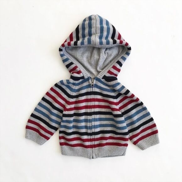 Gymboree stripe knit zip up hoodie VGUC 12-18m - Picture 1 of 4